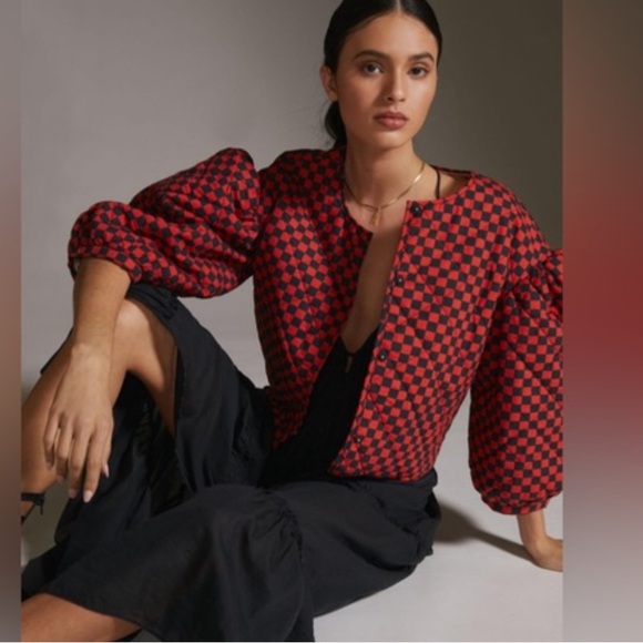 Clare V  Le Petit Puff Quilted Checkerboard Reversible Jacket - Picture 2 of 11